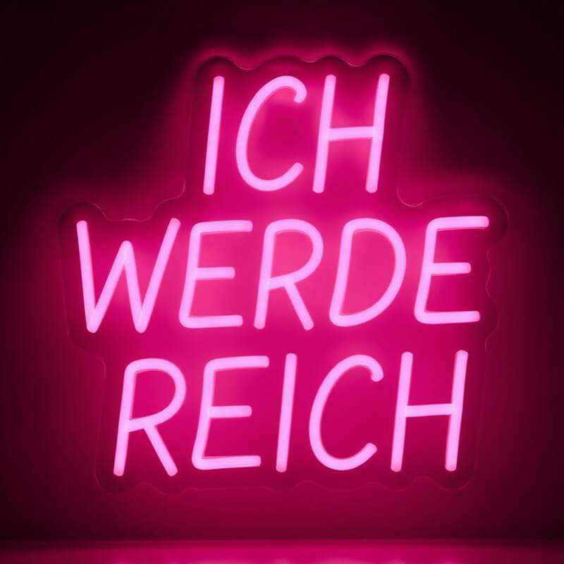 Ich werde Reich Neon LED Schild beleuchtet grün – Boys Mancave Erfolg Deko