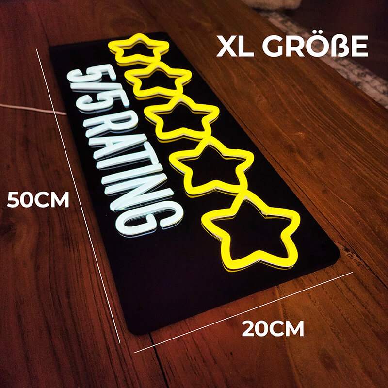 5 Star Rating LED Neonschild – USB-Leuchtschild als Geschenk für Selbstständige