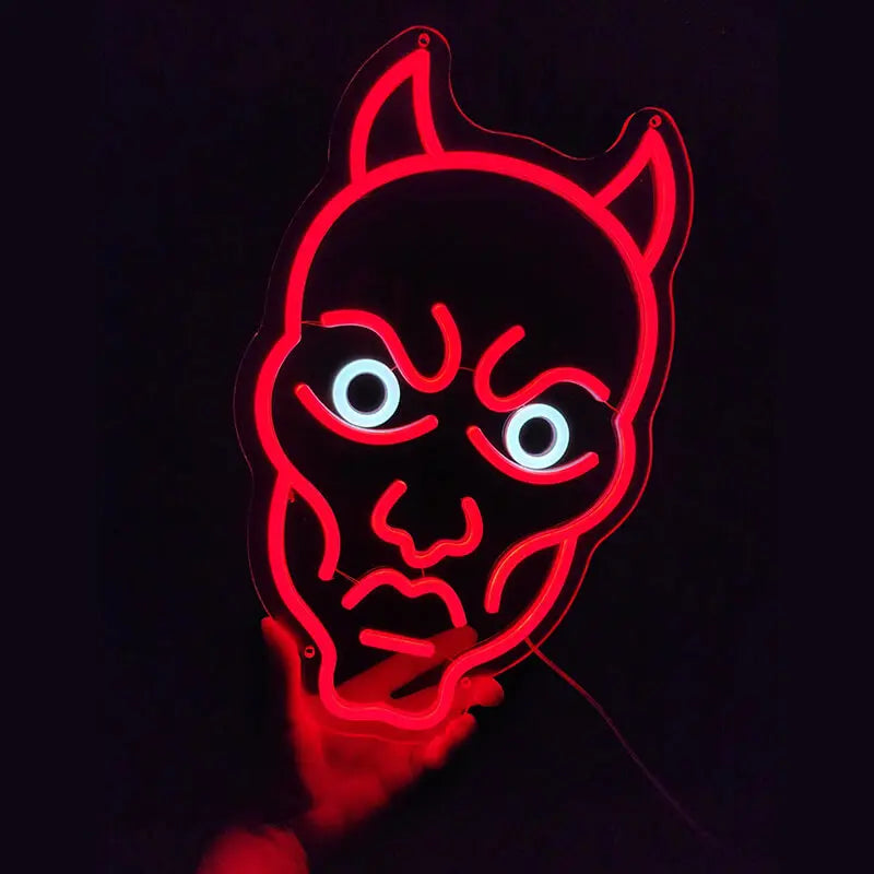 Hannya Maske Neon LED Schild beleuchtet – Anime Fan Mancave Deko