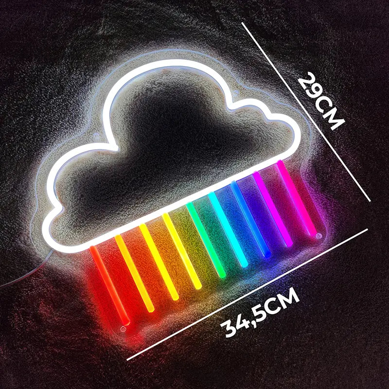 Regenbogenwolke LED Schild 6mm Acrylplatte – farbenfrohe Hochzeits-Deko