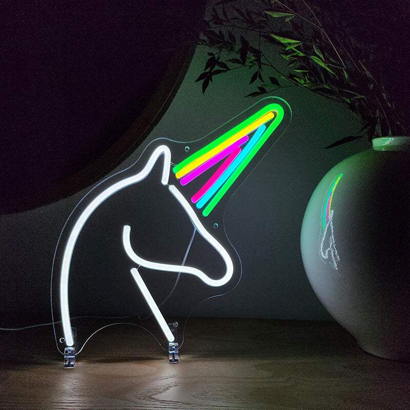 Einhorn Neon LED Schild USB – Geburtstagsparty Magie Deko