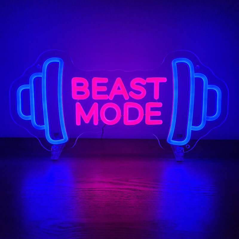 Beast Mode Neon LED Schild USB – Gym Motivation als Wanddeko für Krafttraining