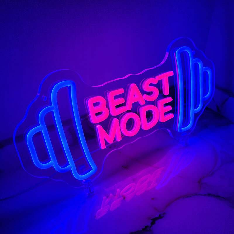 Beast Mode Neon LED Schild beleuchtet – Gym-Statement als USB-Leuchtschild