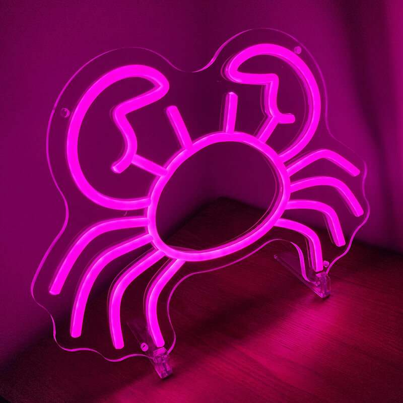 Pinke Krabbe LED Schild 6mm Acrylplatte – verspielte Wanddeko fürs Kinderzimmer