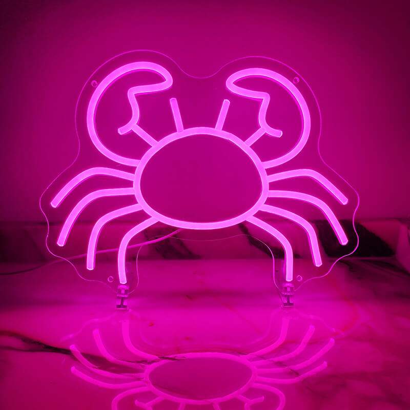 Pinke Krabbe Leuchtschild – Strand-Feeling fürs Wohnzimmer