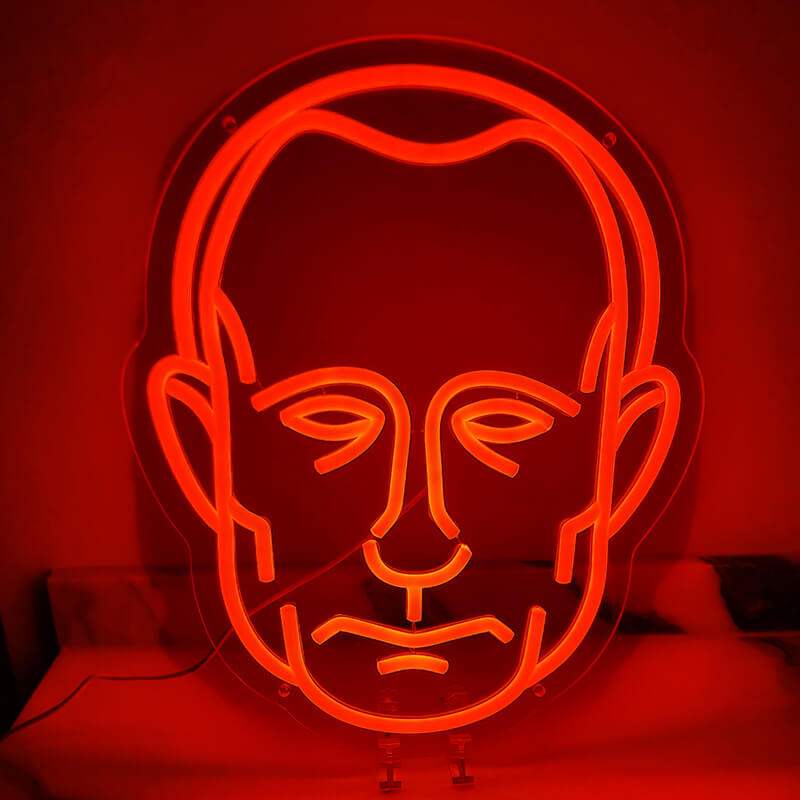 Putin Kopf Orange Neonschild dimmbar 9 Stufen USB – handgefertigtes Portrait