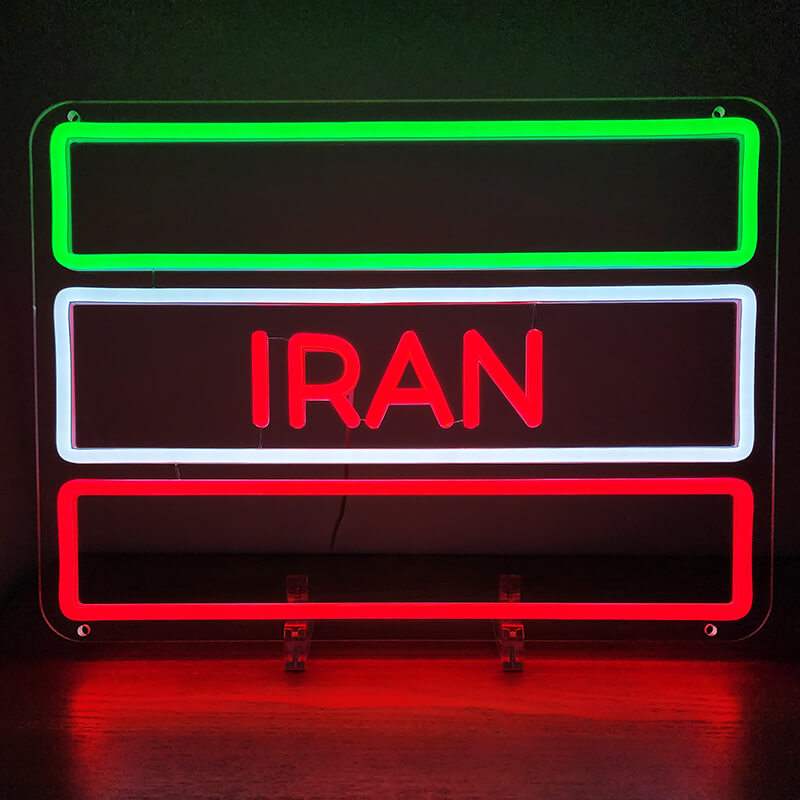Iran Flagge Neon LED Schild USB – patriotische Wanddeko für Wohnzimmer
