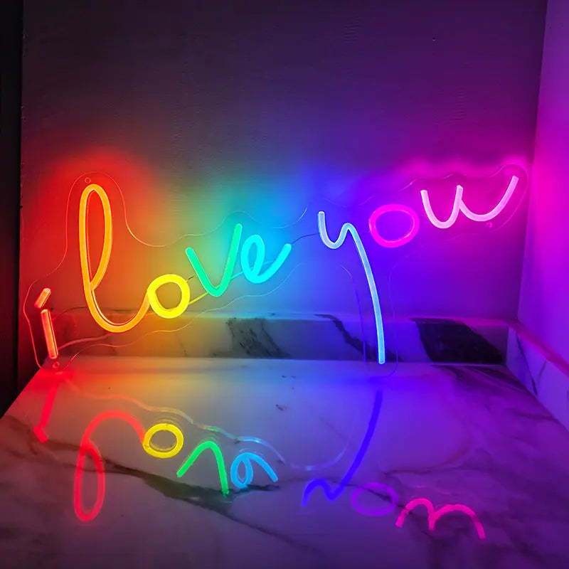 I Love You Neon LED Schild beleuchtet – Hochzeitslocation Photo Backdrop
