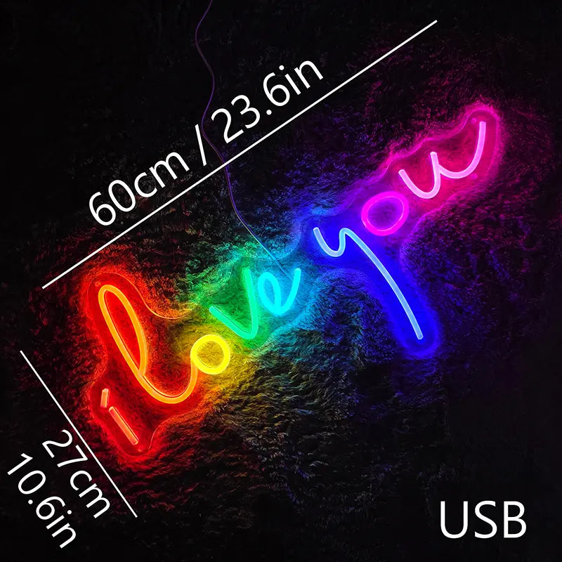 I Love You Neon LED Schild dimmbar 9 Stufen USB – Brautstudio Beleuchtung