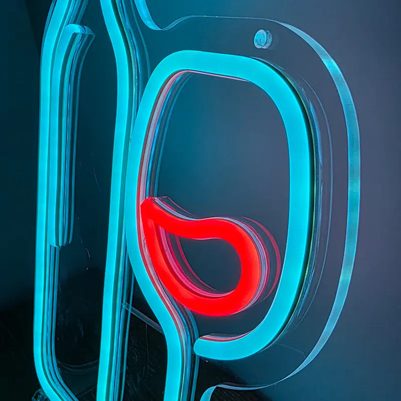 Weinglas mit Flasche Neon Sign – Wanddeko für Cantina und Enoteca