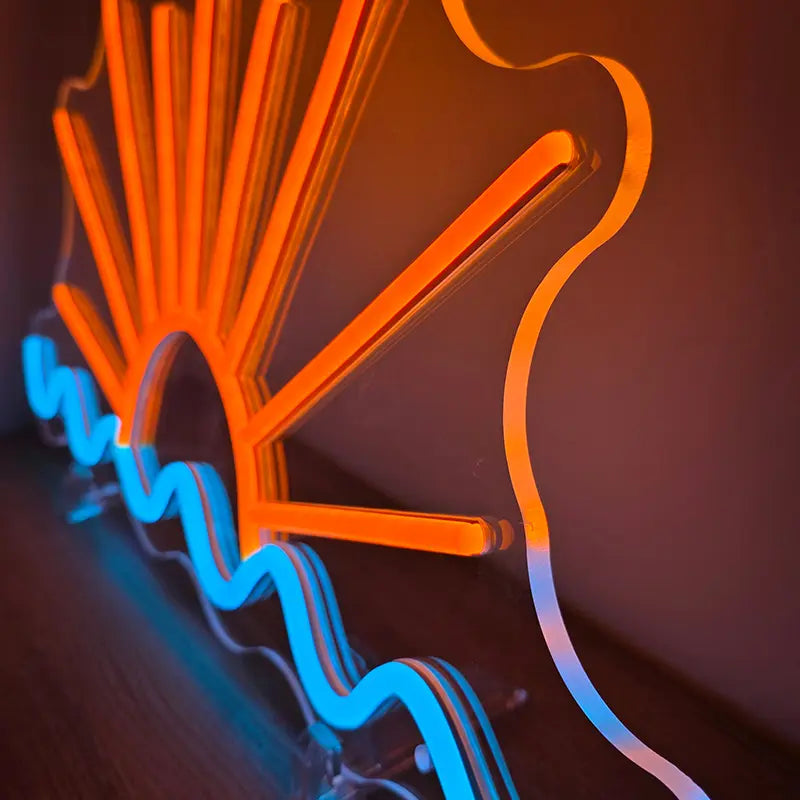Sonnenaufgang über Wasser Neon LED Schild USB – Meer & Horizont als Wanddeko