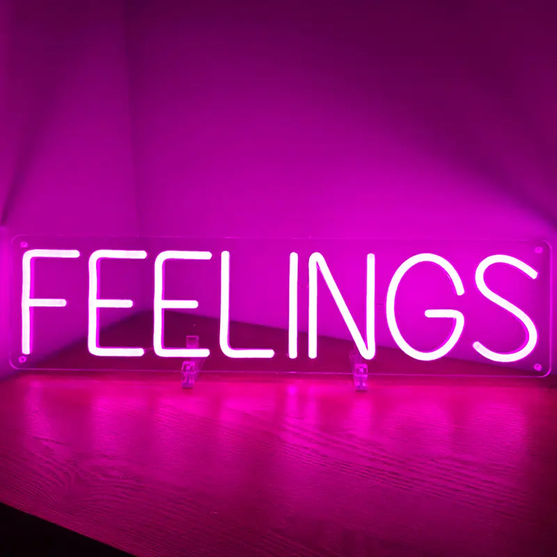 Feelings Neon LED Schild USB – emotionales Statement für Schlafzimmer