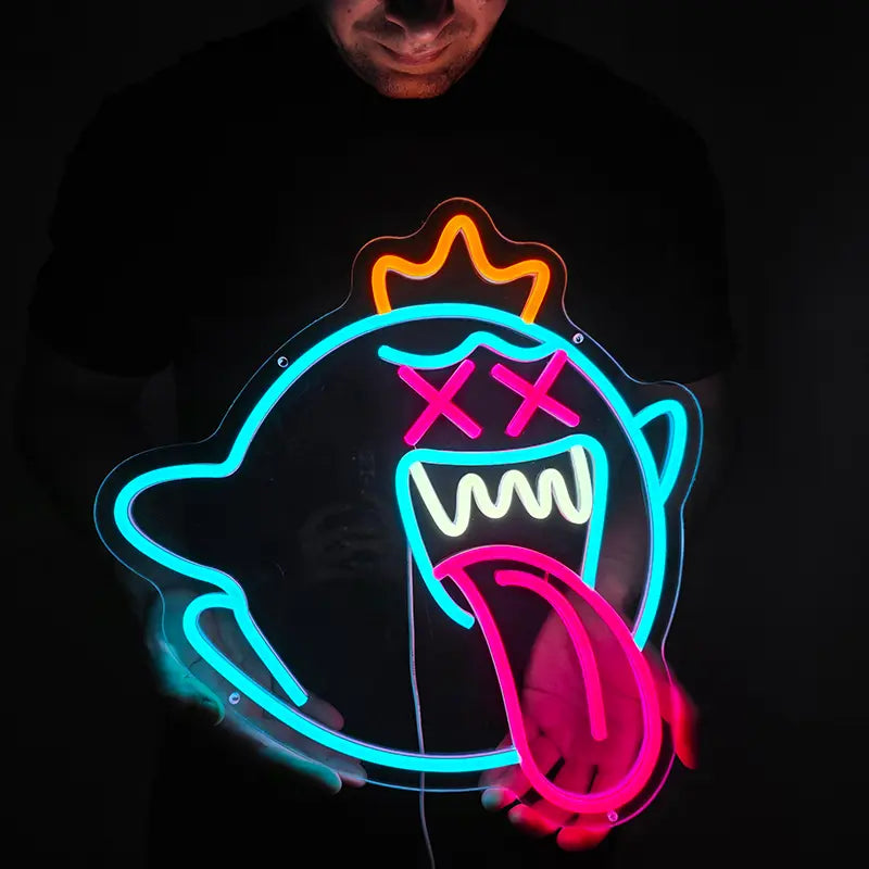 Crazy Geist LED Schild – witziges Spuk-Statement als USB-Leuchtschild für Wohnzimmer