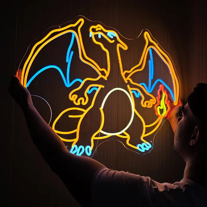 Glurak LED Schild auf 6 mm Acrylglas – Feuer-Pokémon fürs Jugendzimmer