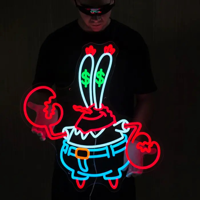Money Krebs Neon LED Schild – 12V Leuchtschild | SpongeBob Wanddeko