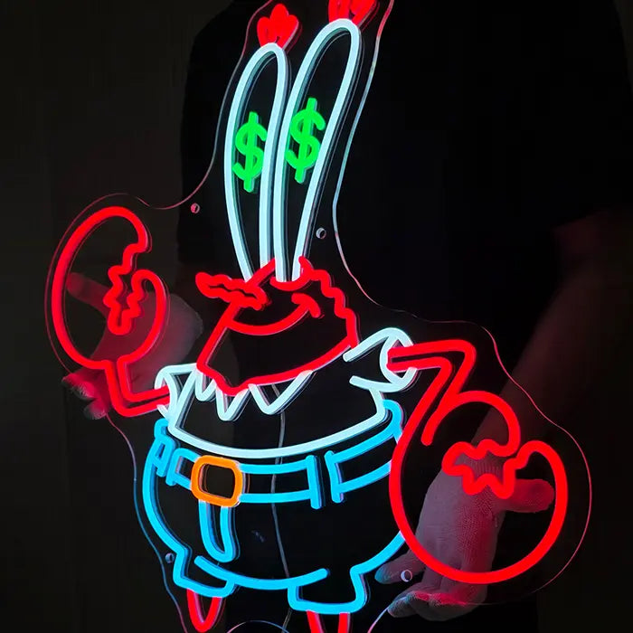 Money Krebs Neon LED Schild – 12V Leuchtschild | SpongeBob Wanddeko