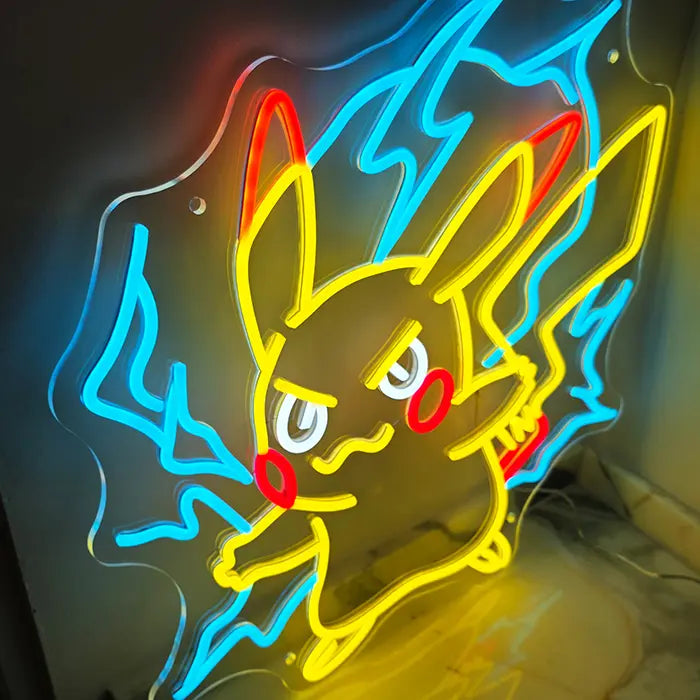 Pokémon Pikachu im Angriff Neon LED Schild – 12V Leuchtschild | Pokémon Gaming Wanddeko