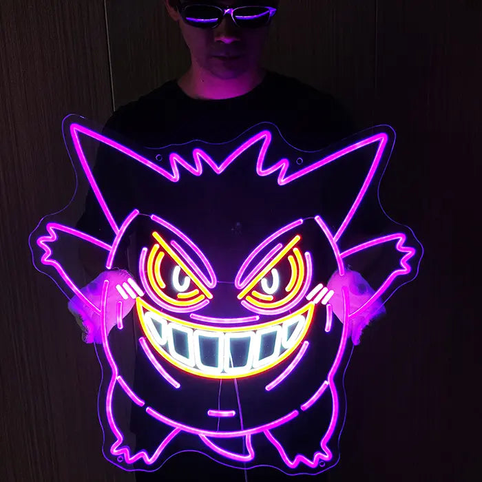 Pokémon Frecher Gengar Neon LED Schild – Dimmbar mit Fernbedienung | Pokémon Gaming Wanddeko