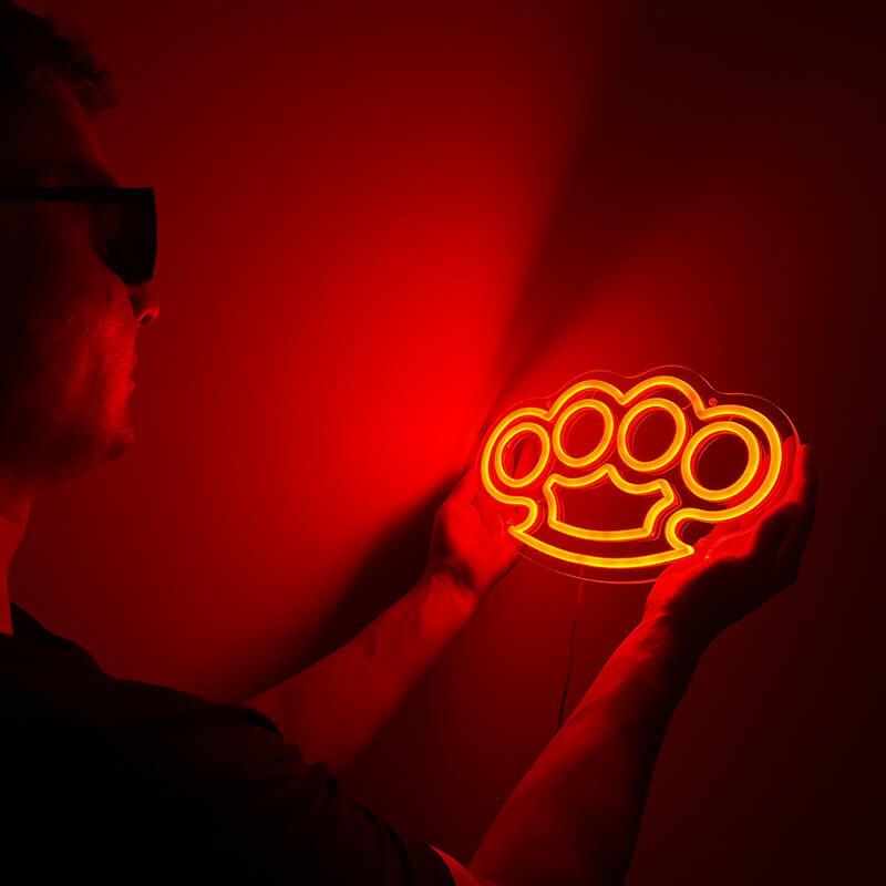 Schlagring LED Leuchtschild beleuchtet – freche Wanddeko für Sammler