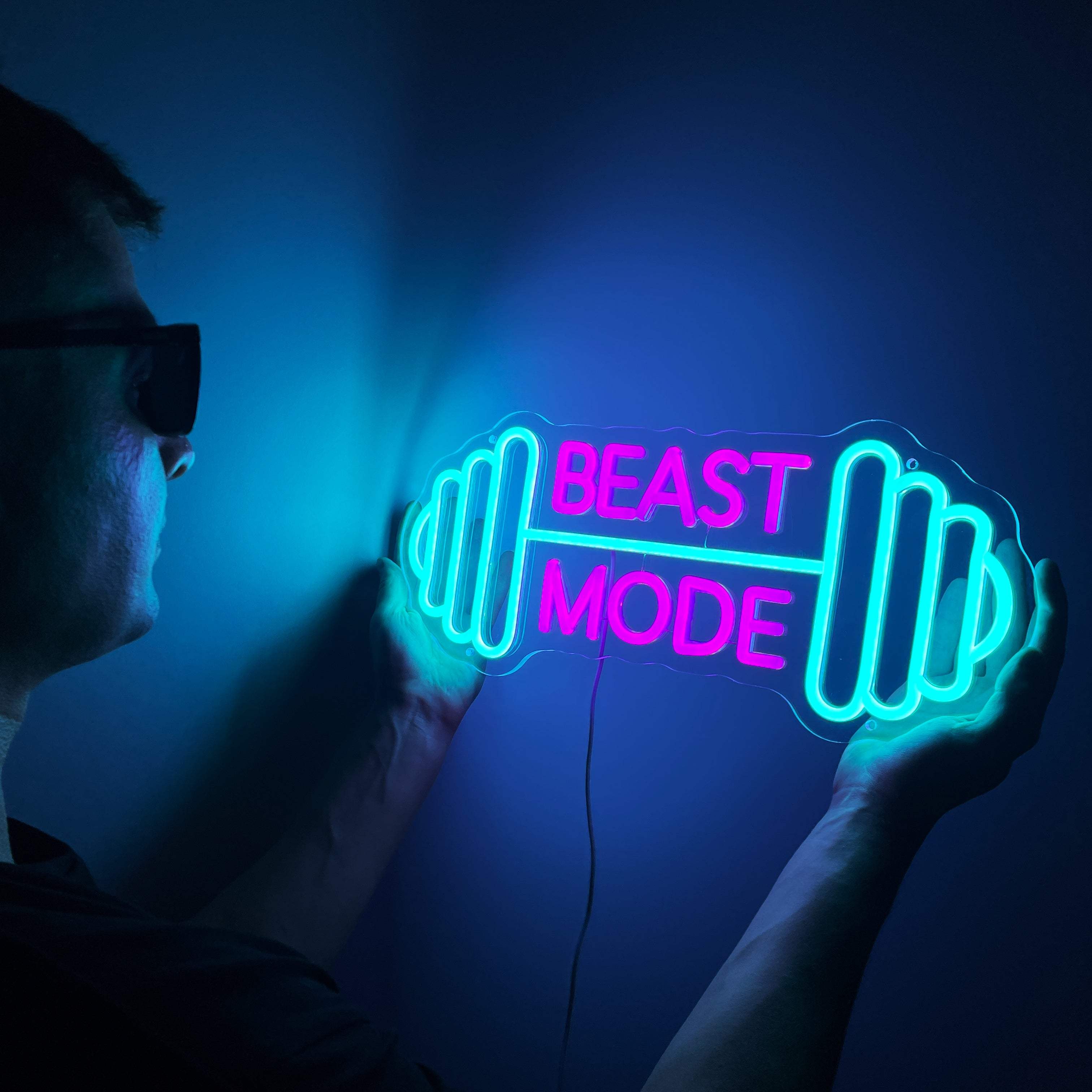 Beast Mode Neon Schild dimmbar – 9 Stufen USB auf 6mm Acrylplatte