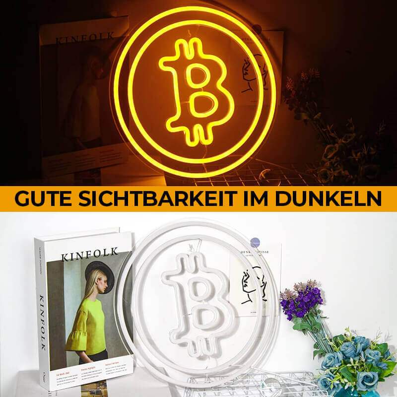 Bitcoin Logo Neon LED Schild USB – Crypto-Statement als Geschenk für HODLer