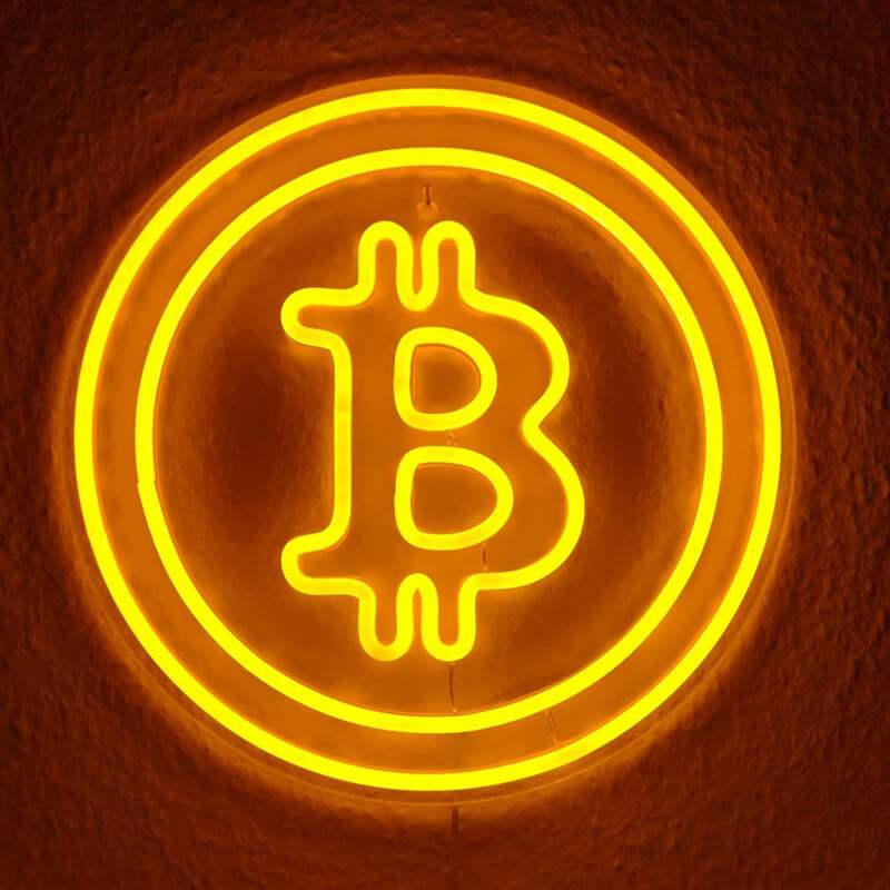 Bitcoin Neon LED Schild USB – Crypto Wanddeko mit B-Logo für Trader