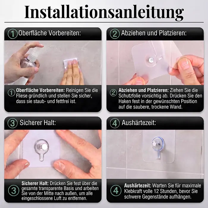 4er Set Klebebefestigung / Wandmontage für Leuchtschilder