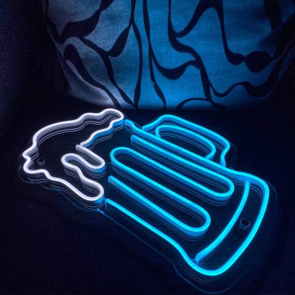 Blauer Bierkrug Neon Schild dimmbar – 9 Stufen USB auf 6mm Acrylplatte
