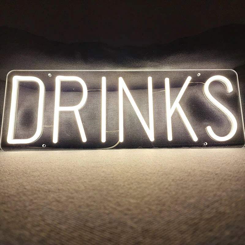 Drinks Neon LED Schild auf 6mm Acrylplatte – Bartheke Wanddeko
