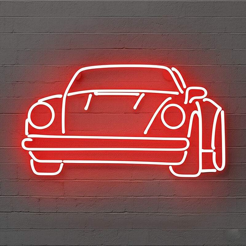 Roter Sportwagen XL 70cm Leuchtschild – Racing Deko für Tuning-Studio