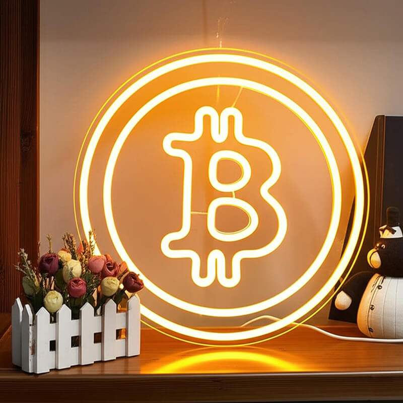 Bitcoin Neon Schild dimmbar – 9 Stufen USB auf 6mm Acrylplatte