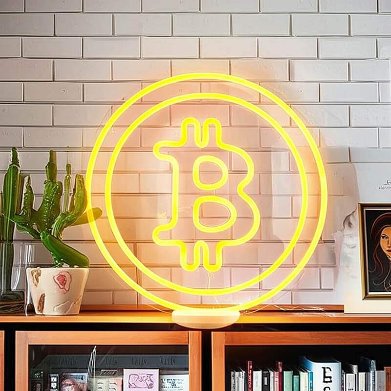 Bitcoin Neon LED Schild USB – Crypto-Schriftzeichen für Wohnzimmer und Office