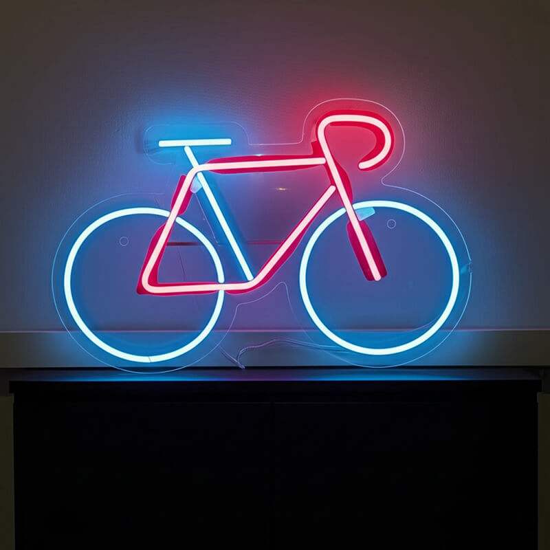 Rennrad Neonschild dimmbar 9 Stufen USB – handgefertigte Bike Deko