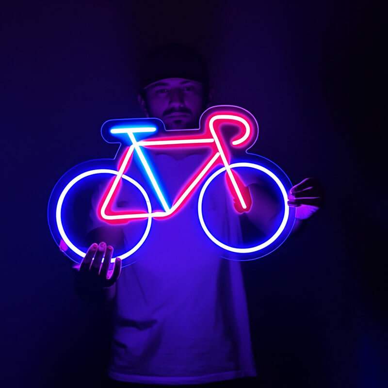 Rennrad LED Leuchtschild beleuchtet – Fahrrad Wanddeko für Radsport-Fans