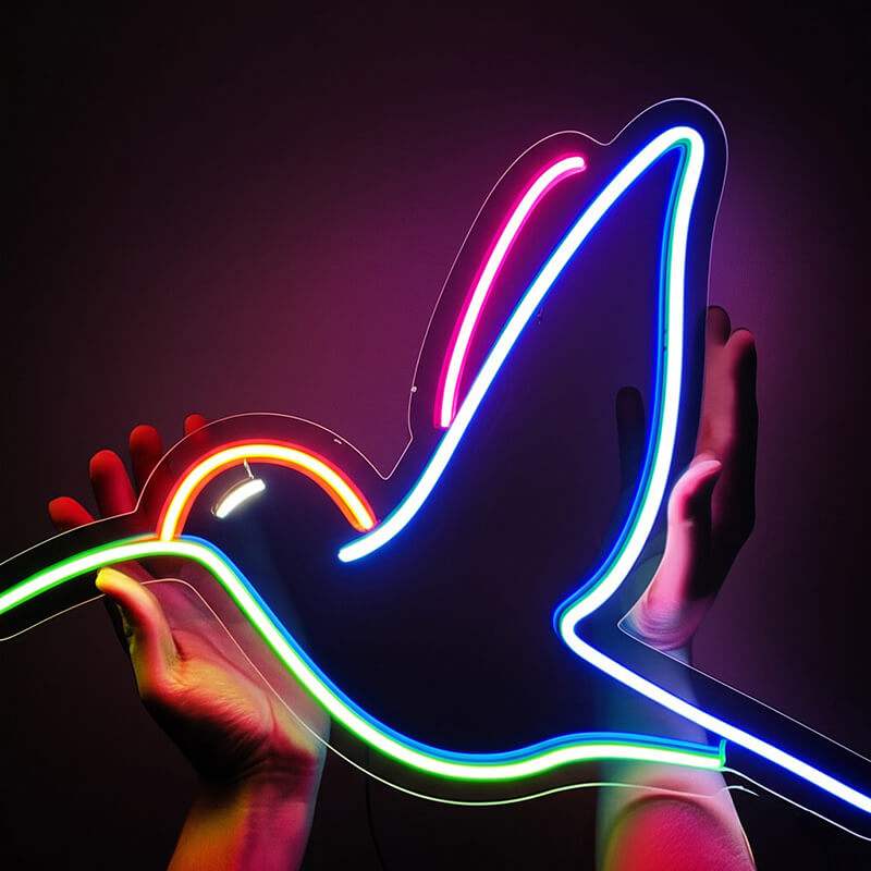 Kolibri Vogel Neon LED Schild dimmbar 9 Stufen USB – Floristik Studio Beleuchtung