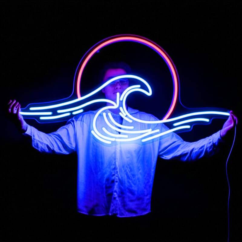 Japanisches Meer Neon LED Schild beleuchtet – Sushi Restaurant Wand Deko