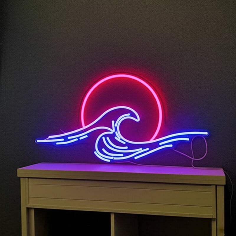Japanisches Meer Neon LED Schild handgefertigt – Yoga Studio und Meditationsraum Deko