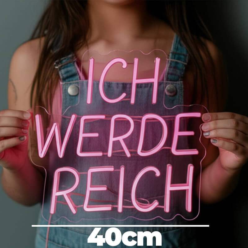 Ich werde Reich Neon LED Schild USB – Crypto und Investment Statement Wanddeko
