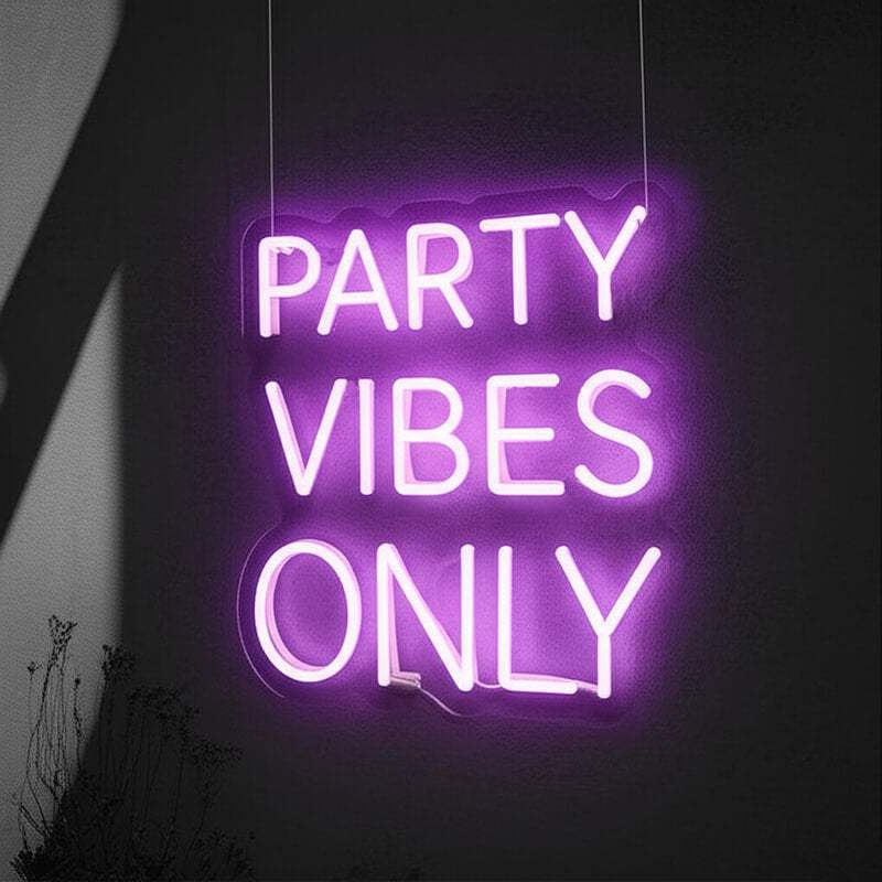 Party Vibes Only LED Schriftzug – Stimmungs-Deko für Lounge und Diskothek