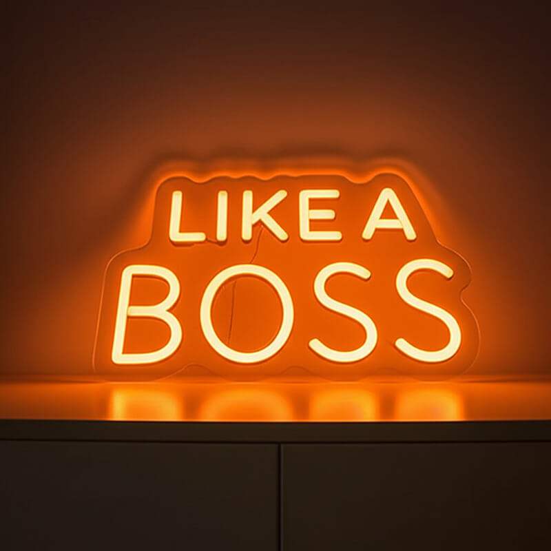 Like A Boss Neonschild dimmbar 9 Stufen USB – handgefertigte Chef-Deko