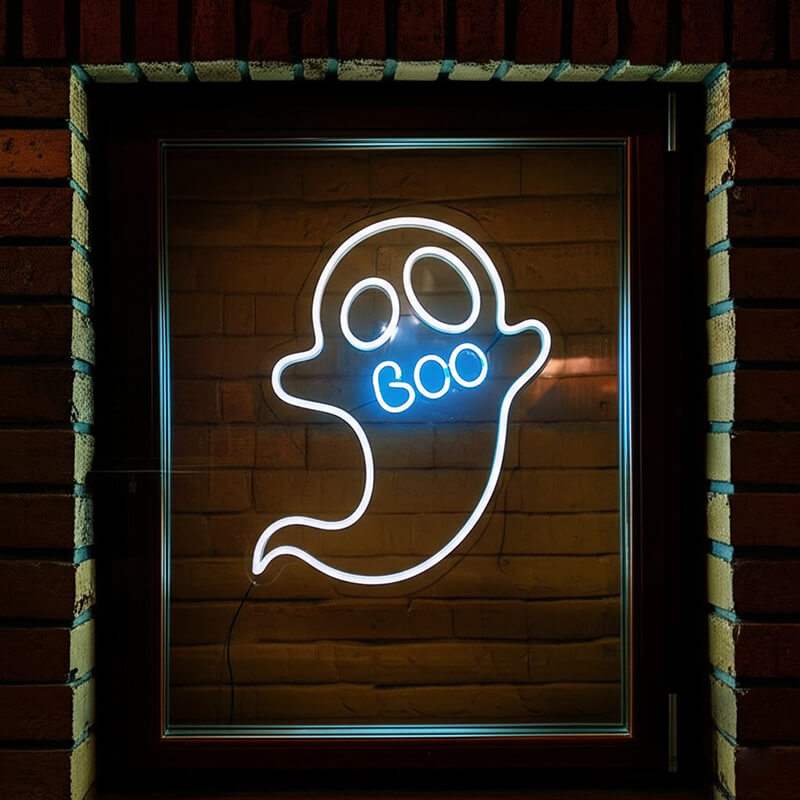 Halloween Geist Neon LED Schild USB – Spuk-Symbol als Geschenk für Halloween-Fans