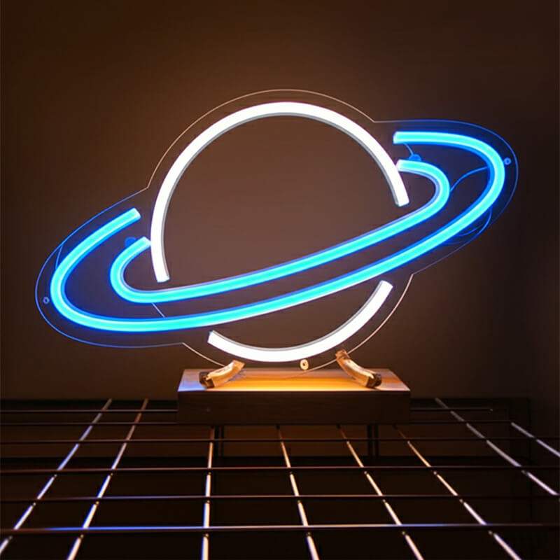 Saturn Neonschild dimmbar 9 Stufen USB – handgefertigte Galaxie Deko