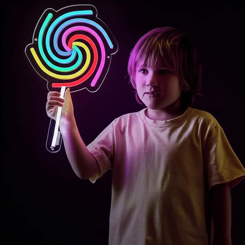 Lollypop LED Leuchtschild beleuchtet – buntes Wandbild für Mädchenzimmer