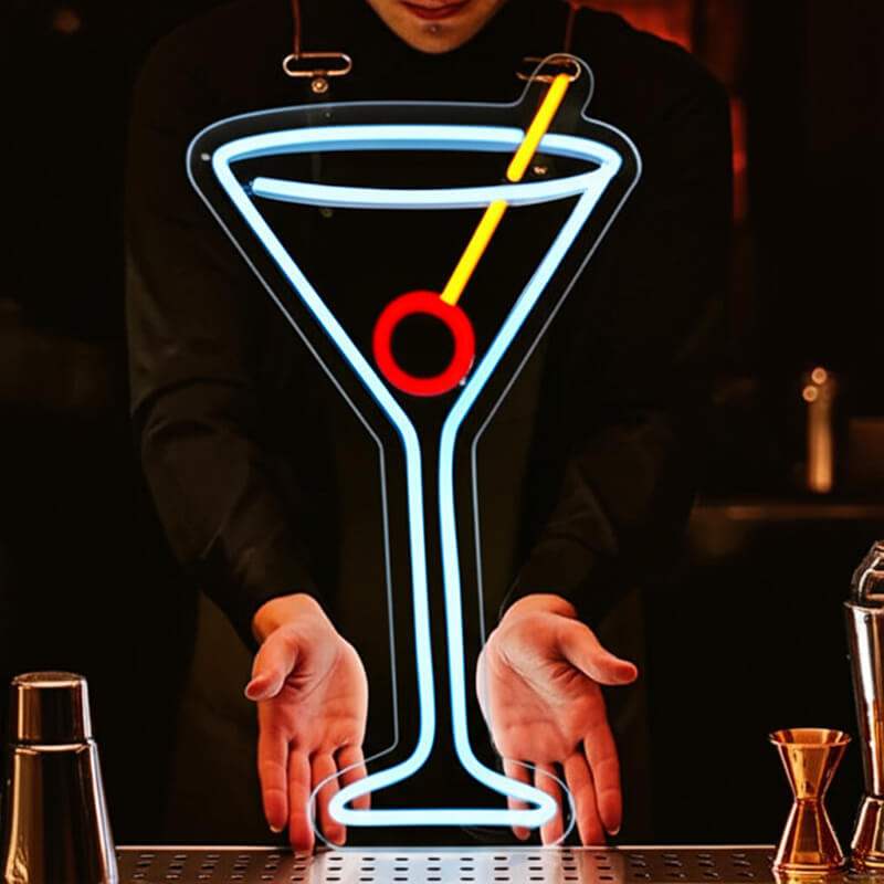Cocktail Neon LED Schild beleuchtet – Sommer-Drink als USB-Leuchtschild