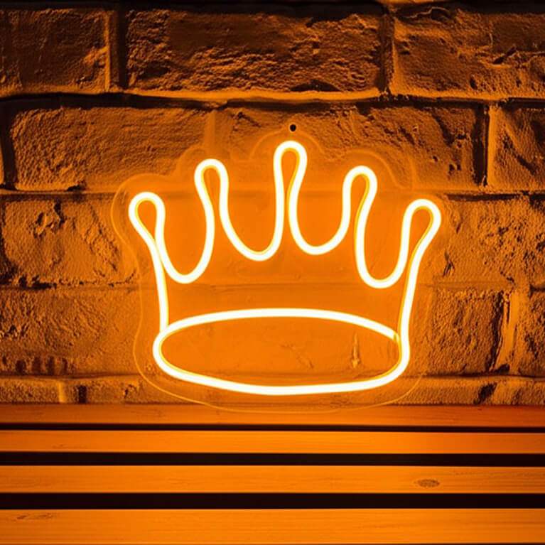Krone Neon LED Schild auf 6mm Acrylplatte – Beauty Salon und Friseur Wanddeko