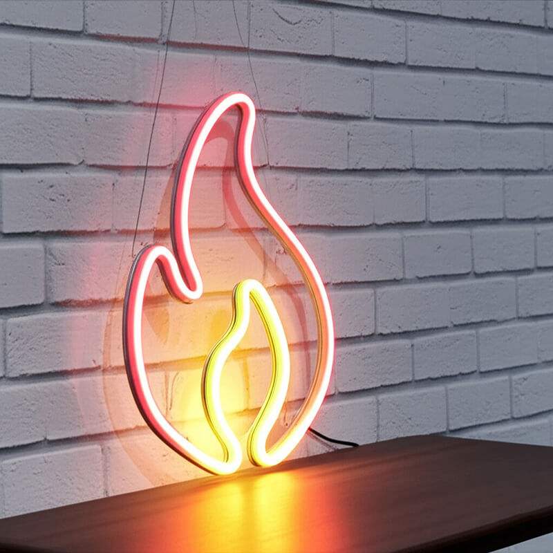 Feuerflamme Neon LED Schild auf 6mm Acrylplatte – Tattoo Studio Deko