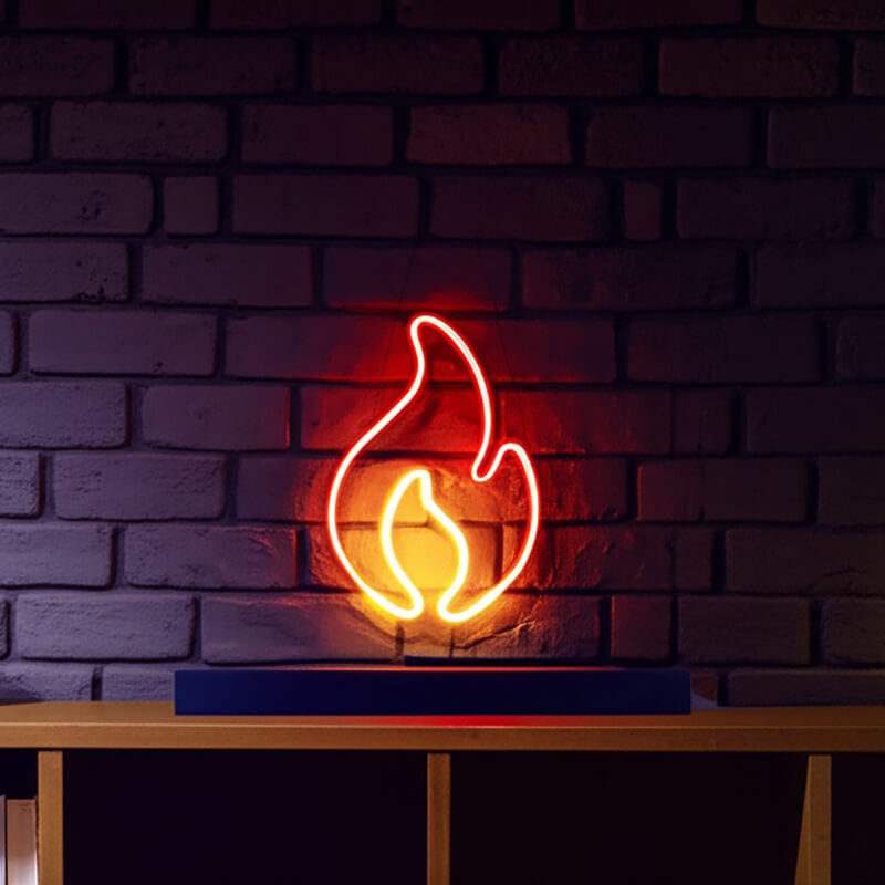 Feuerflamme Neon LED Schild handgefertigt – Streetwear Shop Wanddeko