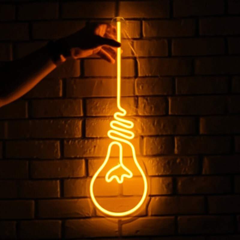 Glühbirne Neon LED Schild auf 6mm Acrylplatte – Showroom und Pop Up Store