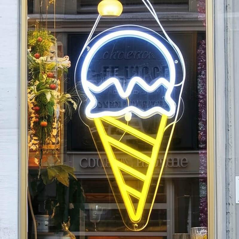 Waffeleis Leuchtschild – Eiscreme Deko für Foodtruck und Strand-Kiosk