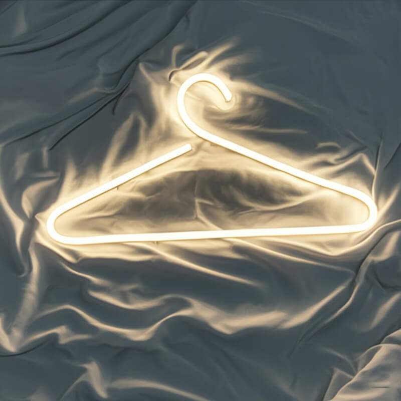 Kleiderbügel Neon LED Schild – Brautmodengeschäft und Schneider Wanddeko